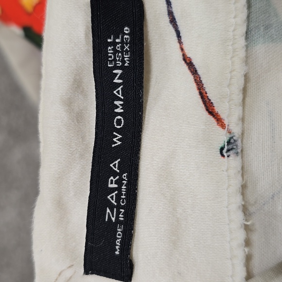 Zara Womens Boat Neck Floral Cotton Dress Sz L - Picture 8 of 8